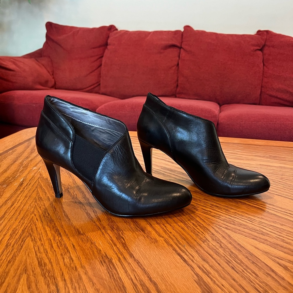 Italian Black Leather Women's Heels